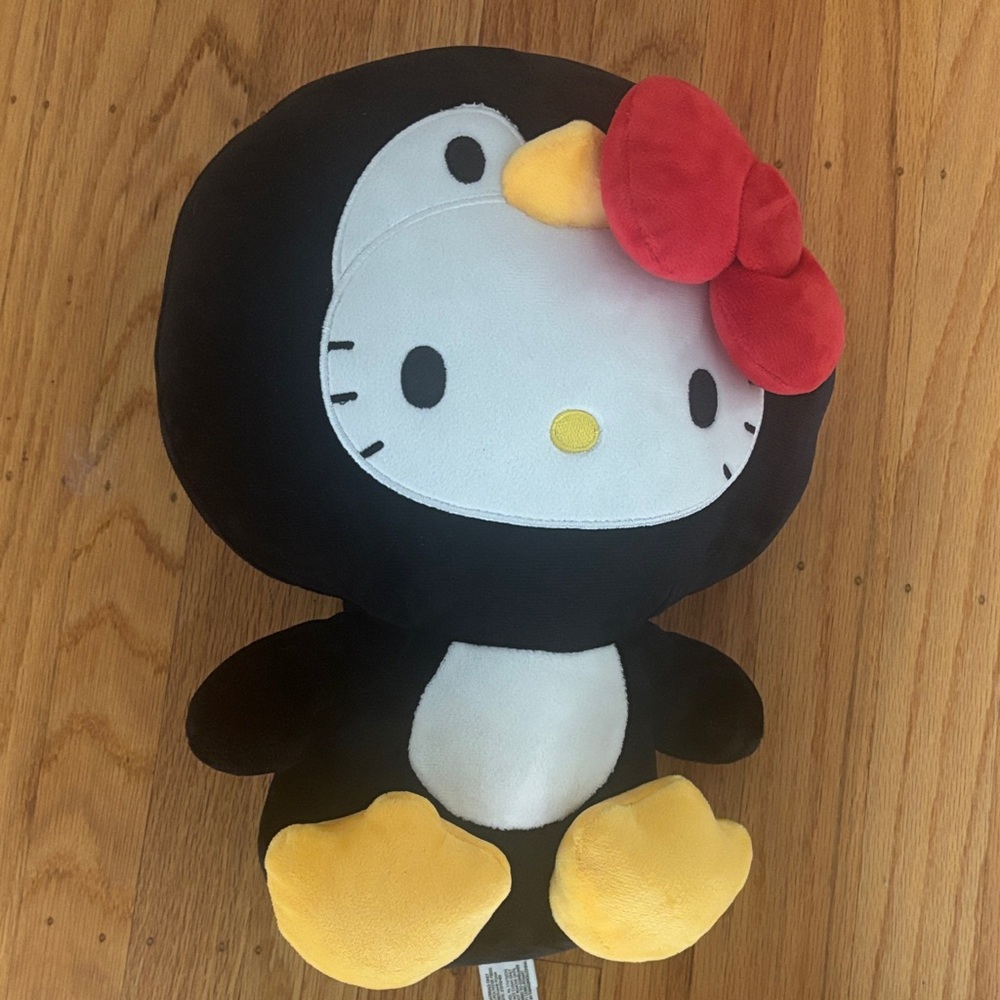 Sanrio Hello Kitty Plush in Black with Red Bow and Yellow Accents